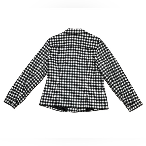 Talbots Wm’s Wool Blend Gingham Buffalo Plaid Black & White Button Jacket Sz 10P - Picture 7 of 16